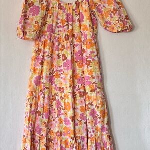 Billabong Multicolor Floral Dress Size Medium 100% Cotton